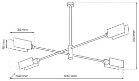 Lustră pe tijă ASTRA 4xE27/60W/230V neagră
