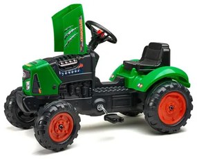 Tractor Falk pentru copii, cu pedale si remorca, verde