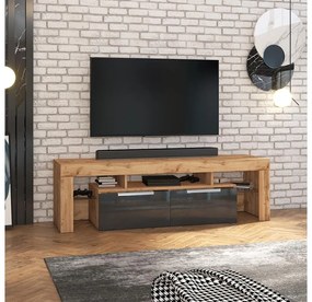 Dulap TV Vulcano  (stejar lancaster + negru). 1098696