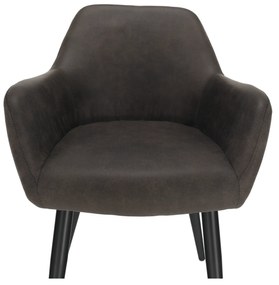 Fotoliu design, ţesătură din piele periată, maro Taupe / negru, LACEY