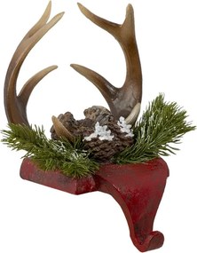 Suport decorativ de Crăciun cu cârlig și coarne de cerb, roșu, 18x24x15 cm, „Montclar”