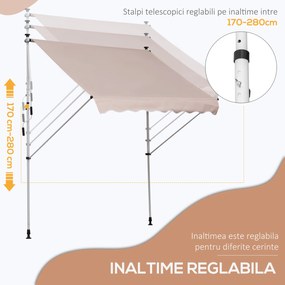 Copertina retractabila Outsunny cu Manivela, Cadru Telescopic si Unghi Reglabil | Aosom RO