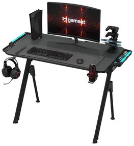 Masa de joc FALCON 116x60 cm, iluminare LED RGB, negru