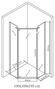 Celtic 90x90 cm cabină de duș pentagonală cu tavă de duș