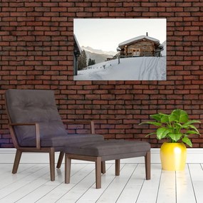 Tablou - cabana montană în zăpadă (90x60 cm)