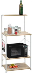 vidaXL Dulap microunde, alb/stejar, 60x39,6x123 cm, lemn prelucrat