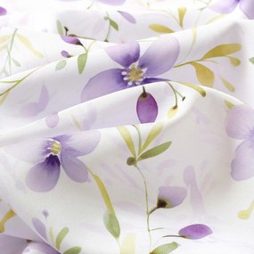 Goldea față de masă teflonată - flori violete - ovală 140 x 220 cm