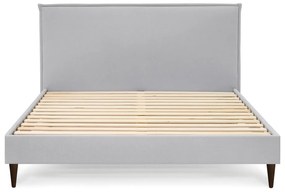 Pat matrimonial 180x200 cm gri deschis tapițat cu somieră Sary – Bobochic Paris