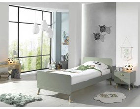 Pat din lemn de pin pentru copii Vipack Billy, 90 x 200 cm, verde măsliniu