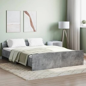 3203750 vidaXL Cadru de pat cu tăblie la cap/picioare, gri beton, 140x200 cm