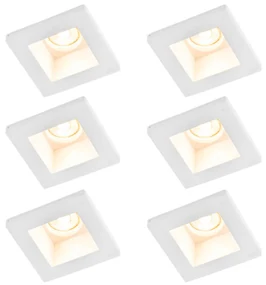 Set de 6 spoturi încastrate albe 12cm pătrate - Gypsy Stucco