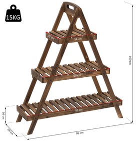 Outsunny Scara Decorativa pentru Ghivece din Lemn de Brad, Suport Plante Etajat, 86x28x100cm, Maro | Aosom Romania