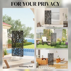 Outsunny Separator de cameră 65 x 130 cm, paravan freestanding/suspendat, panou de protecție vizuală din metal, Negru | Aosom Romania