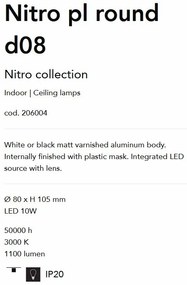Spot LED aplicat modern Nitro pl round d08 NERO