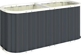 Outsunny Pat înălțat metalic 136 x 53 x 61 cm, adânc, pentru grădină, cu margini de protecție, etichete pentru plante, mănuși, fund deschis | Aosom Romania