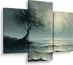 Tablou - pictură în ulei de un copac cu oceanul (90x60 cm)