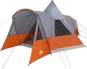 vidaXL Cort Teepee pentru 8 Persoane cu acoperiș Gri și Portocalie