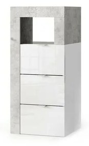 Dulap coloana mediu LC Mobili Italia Hamburg finisaj alb lucios/gri beton 35x78 cm