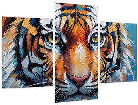 Tablou - Vedere a unui tigru, pictură (90x60 cm)