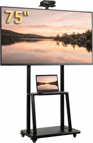 HOMCOM Suport Mobil pentru Televizor de 32-75 Inci, VESA Maxim 400x600, Negru | Aosom Romania