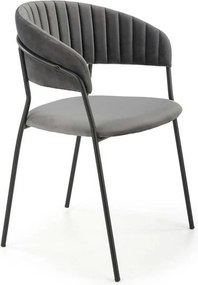 Scaun K426, gri/negru, stofa catifelata/metal, 57x54x79 cm