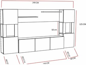 Perete TV Lore White and Teak