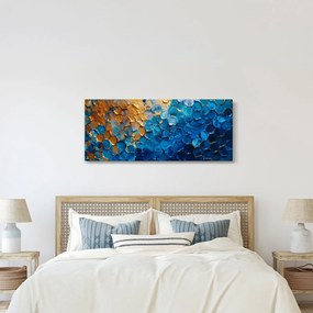 Tablou - Pictura albastru-auriu (120x50 cm)