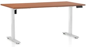 Masa inaltime reglabila OfficeTech B, 160 x 80 cm, bază albă, cireașă