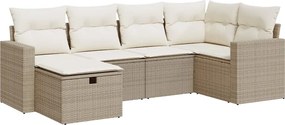 vidaXL Set canapele de grădină cu perne, 6 piese, bej, poliratan