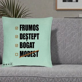 Perna Decorativa Frumos Destept Bogat, 40x40 cm, Verde Menta, Husa Detasabila, Perna Inclusa, BEKZ®