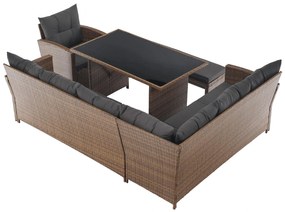 Set mobilier de grădină Senala (gri maro + maro deschis) (pentru 8 persoane). 1116496