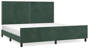 3125717 vidaXL Cadru de pat cu tăblie, verde închis, 200x200 cm, catifea