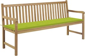 vidaXL Bancă de grădină, pernă verde aprins, 175 cm, lemn masiv de tec