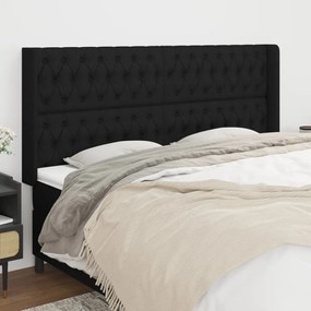3119932 vidaXL Tăblie de pat cu aripioare, negru, 183x16x118/128 cm, textil