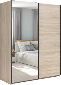 Dulap TETRIX, stejar sonoma, PAL, cu 2 usi si oglinda, 154x60x196 cm