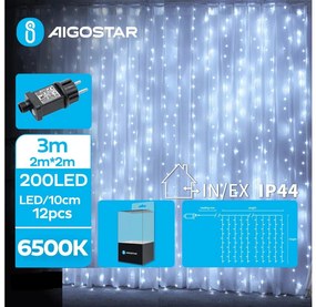 Aigostar - Ghirlandă LED de exterior pentru Crăciun, 200xLED/8 funcții, 5x2m, IP44, alb rece