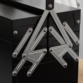 DURHAND Cutie de scule metalică - coffret de scule - cutie de scule 3 nivele 5 tăvi retractabile - oțel negru | Aosom Romania