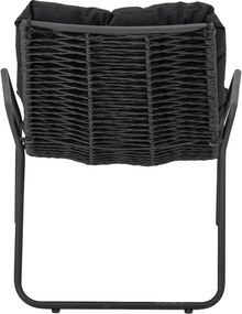 Set fotoliu si taburet, negru, cu perne, Boel
