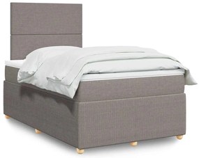vidaXL Pat box spring cu saltea, gri taupe, 120x200 cm, textil