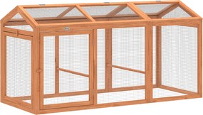 PawHut Adăpost exterior pentru găini cu bară de odihnă și uși duble, din lemn și metal, pentru 4 găini, 156 x 70,5 x 84 cm Portocaliu | Aosom Romania