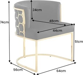 Scaun ELEGANCE catifea neagra, otel inoxidabil auriu