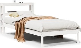 vidaXL Cadru pat fără saltea, alb, 90x190 cm, lemn masiv de pin
