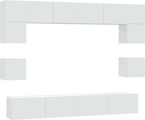 vidaXL Set dulap TV, 8 piese, alb, lemn prelucrat