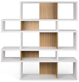 Bibliotecă TemaHome London 002, alb - cu aspect de lemn de stejar