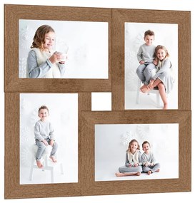 vidaXL Ramă foto colaj, maro deschis, 4x (10x15 cm) foto, MDF