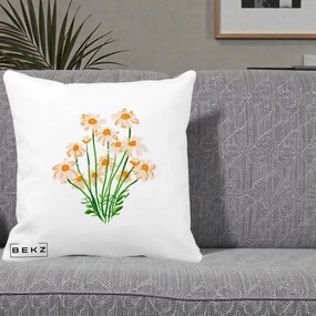 Perna Decorativa Margarete Camp, 40x40 cm, Alba Mata, Husa Detasabila, Perna Inclusa, BEKZ®