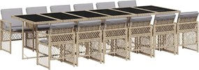 vidaXL Set mobilier de grădină cu perne, 13 piese, bej, poliratan