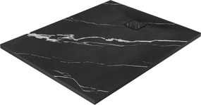 Cadita dus dreptunghiulara negru imitatie marmura Carrara Rea Magnum 80x100 cm