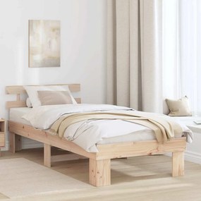 vidaXL Cadru de pat cu spătar 75x190 cm din lemn solid de pin