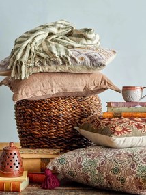 Taburet, maro, din Abaca si metal, Lounge